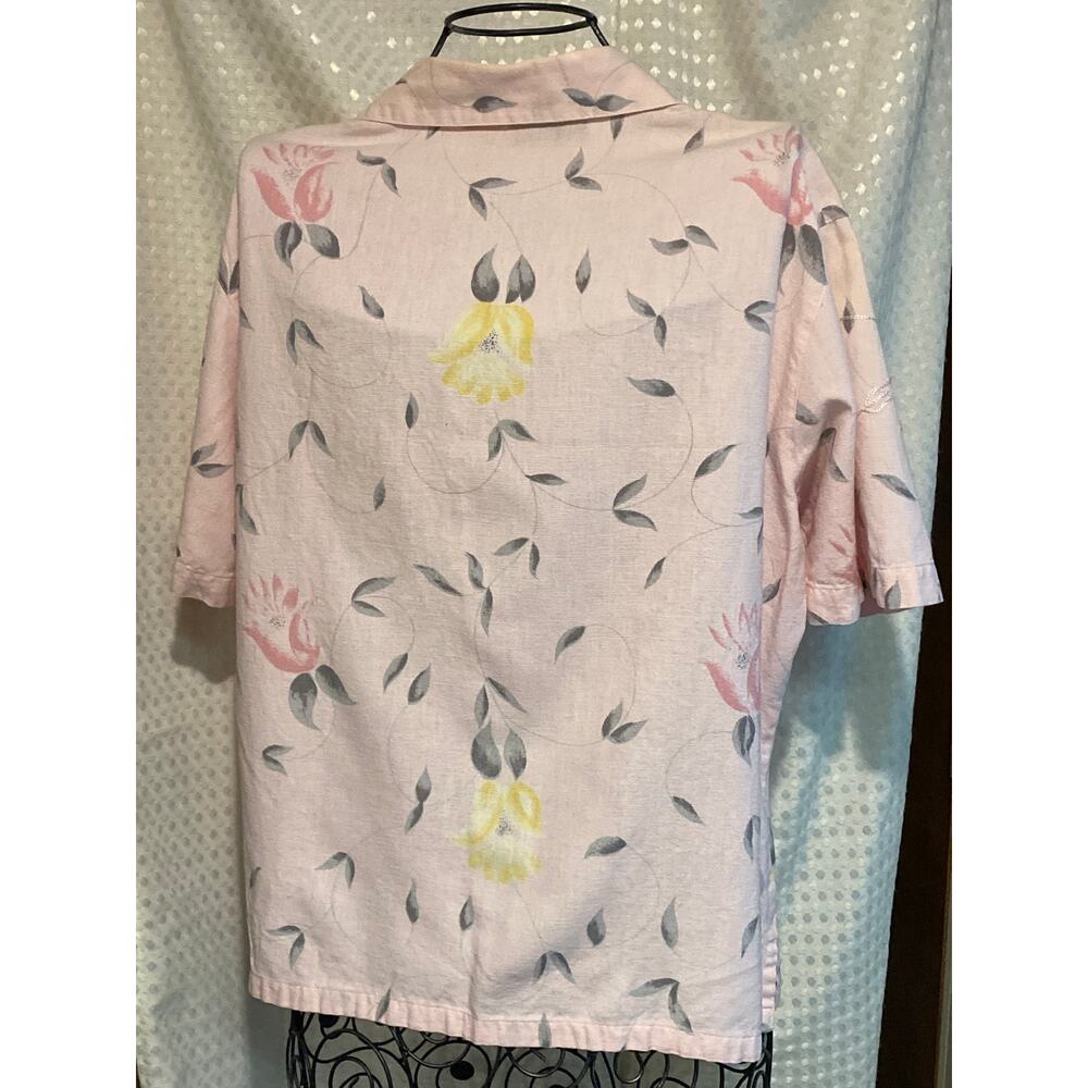 Vintage TanTrums Cotton/Linen Blend Pink Camp Shirt Size L - Picture 8 of 8